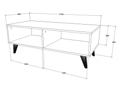 Mesa de café haaus Melo, roble Artisan/negro, 110 x 50 x 40 cm