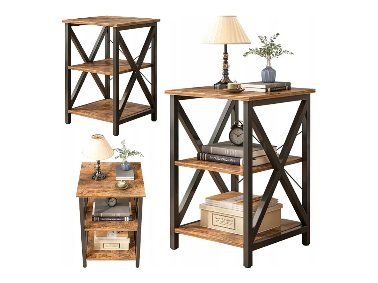 MESA DE CAFÉ INDUSTRIAL QUADRADA DE MADEIRA PRATELEIRA RETRO ARMÁRIO LOFT