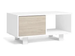 Mesa de café modelo WIND, cor Branco e Carvalho, 92x50x45cm