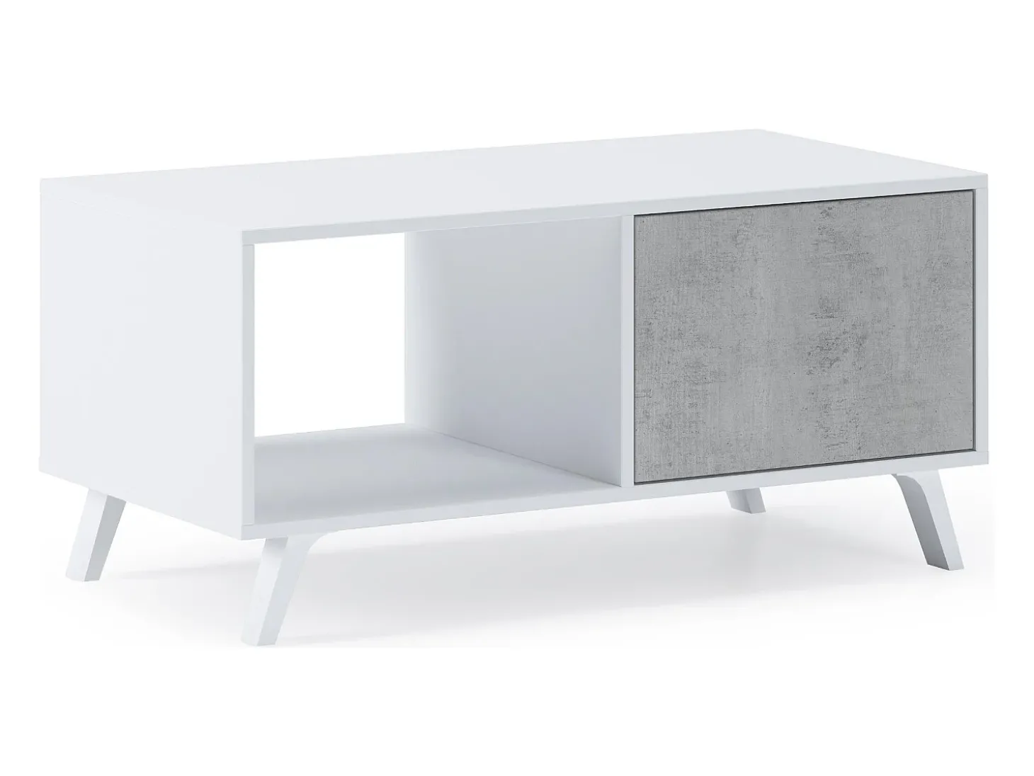 Mesa de café modelo WIND, cor Branco e Cinza Cimento, 92x50x45cm