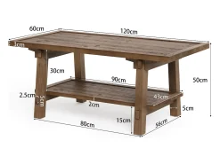 Mesa de Café para Sala de Estar, Mesa de Cocktail Central Rustica de 120cm com Pernas Firmes
