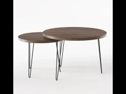 Mesa de café redonda LAPP conjunto Ø50 + Ø68 cm Carvalho Chocolate