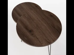 Mesa de café redonda LAPP conjunto Ø50 + Ø68 cm Carvalho Chocolate