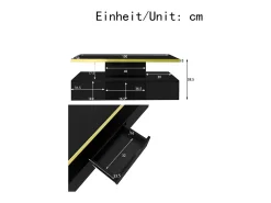 Mesa de café retangular com 1 gaveta e LED, 2 níveis de armazenamento, 100x50x39cm, preto