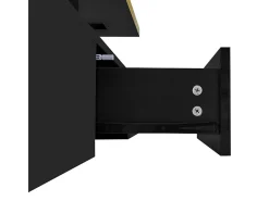 Mesa de café retangular com 1 gaveta e LED, 2 níveis de armazenamento, 100x50x39cm, preto