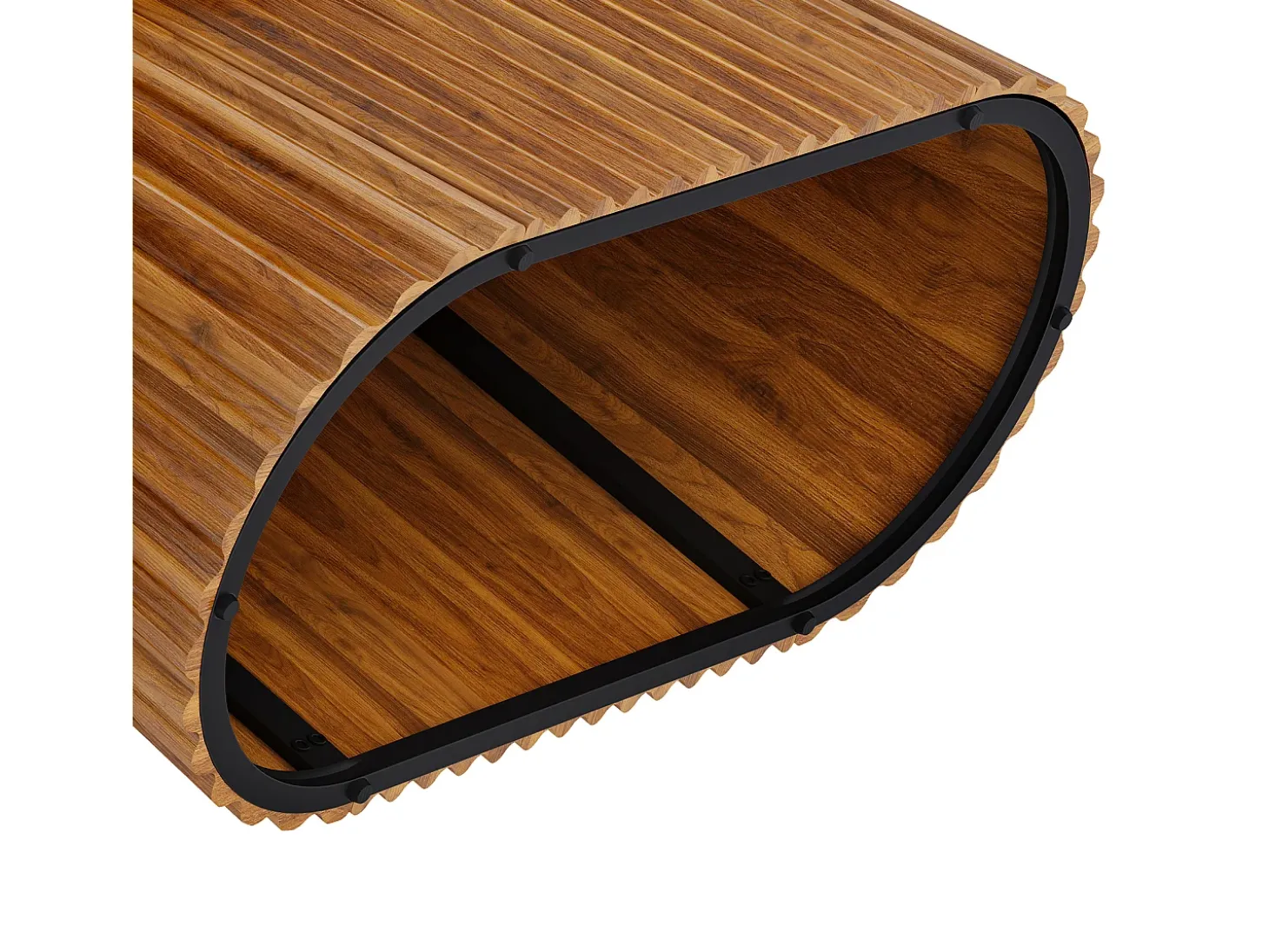 Mesa de Café Retangular, Mesa de Centro Decorativa Rustica de 120cm com Base Plissada