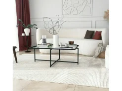 Mesa de café saLote Dionit, Mesa de café, Porta-revistas para sofá, Prateleira para sala de estar, 94x64h35 cm, Preto