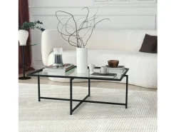 Mesa de café saLote Dionit, Mesa de café, Porta-revistas para sofá, Prateleira para sala de estar, 94x64h35 cm, Preto