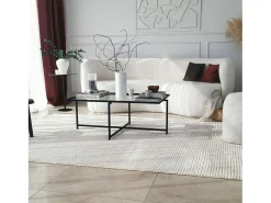Mesa de café saLote Dionit, Mesa de café, Porta-revistas para sofá, Prateleira para sala de estar, 94x64h35 cm, Preto