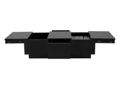 Mesa de café 100x31x50 cm - com 2 gavetas - Acabamento brilhante - Painéis de partículas - Preto