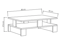 Mesa de caféAlotto Dlettier, Mesa baixa para café, Porta-revistas para sofá, Prateleira para sala de estar, 80x50h28 cm, Antracite