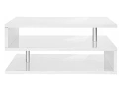 Mesa de caféDcambias, Mesa de estar, Armário de armazenamento baixo, Mesa de café, 90x55h41 cm, Branco brilhante