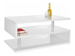 Mesa de caféDcambias, Mesa de estar, Armário de armazenamento baixo, Mesa de café, 90x55h41 cm, Branco brilhante