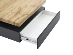 Mesa de centro - 1 gaveta e tampo giratório - MDF - Cor: antracite e carvalho. KYRIA