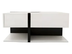 Mesa de centro - 4 gavetas - espaço de arrumação na parte inferior - 78x78x36cm - Branco e Preto