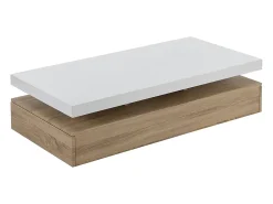 Mesa de centro - 2 gavetas - MDF - Cor: carvalho e lacado a branco. FELIX