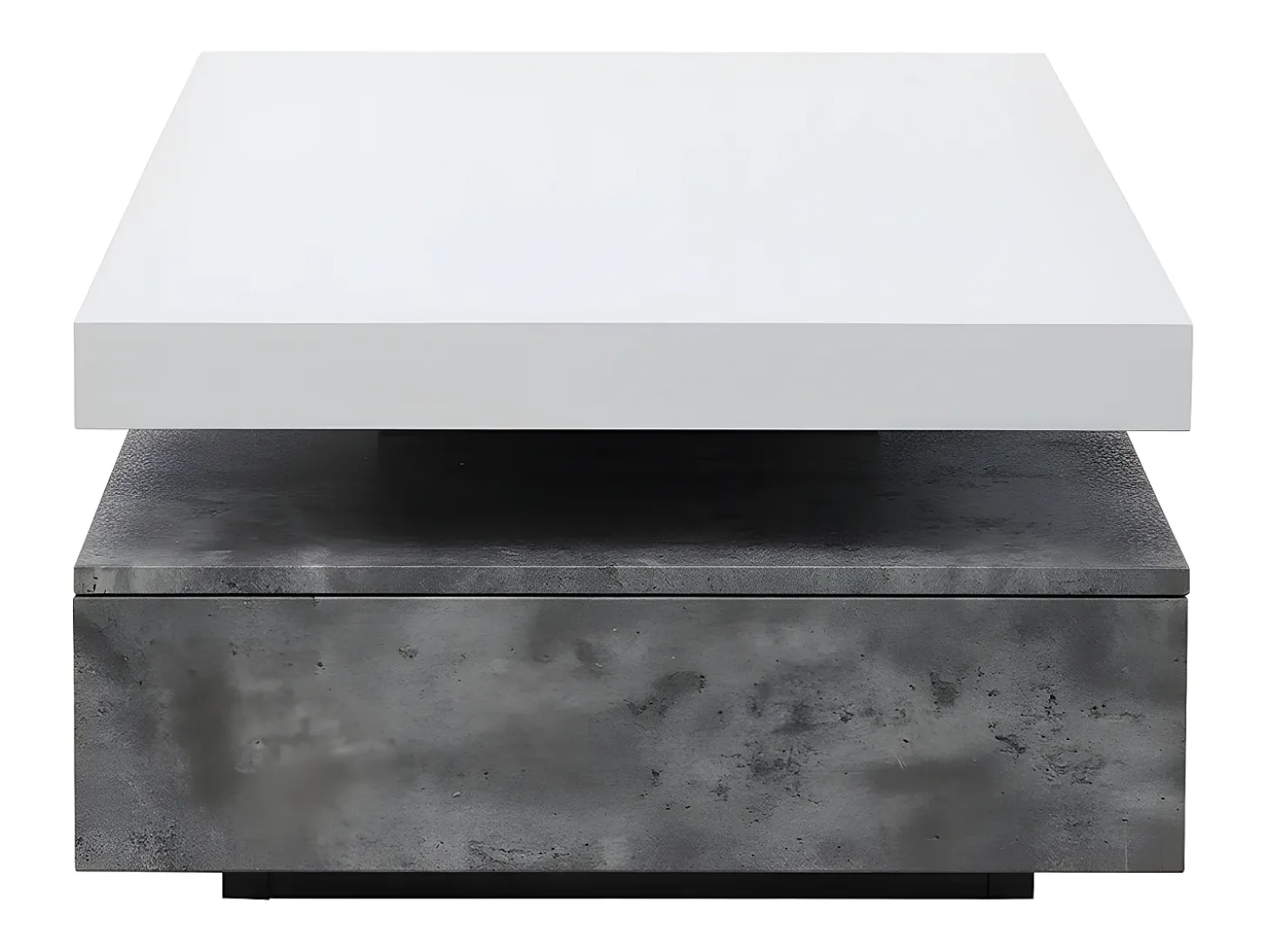 Mesa de centro - 2 gavetas - MDF - Cor: cinza cimento e lacado a branco. FELIX