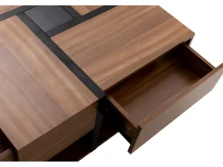 Mesa de centro - 4 gavetas - espaço de arrumação na parte inferior - 78x78x36cm - Natural