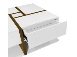 Mesa de centro - 4 gavetas - espaço de arrumação na parte inferior - 78x78x36cm - Branco e Castanho