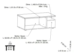 Mesa de centro - aglomerado - branco e carvalho - CASES