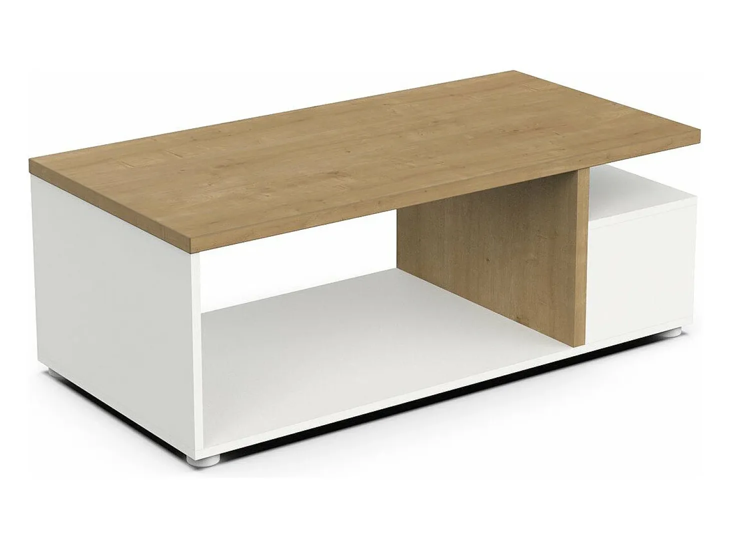 Mesa de centro - aglomerado - branco e carvalho - CASES