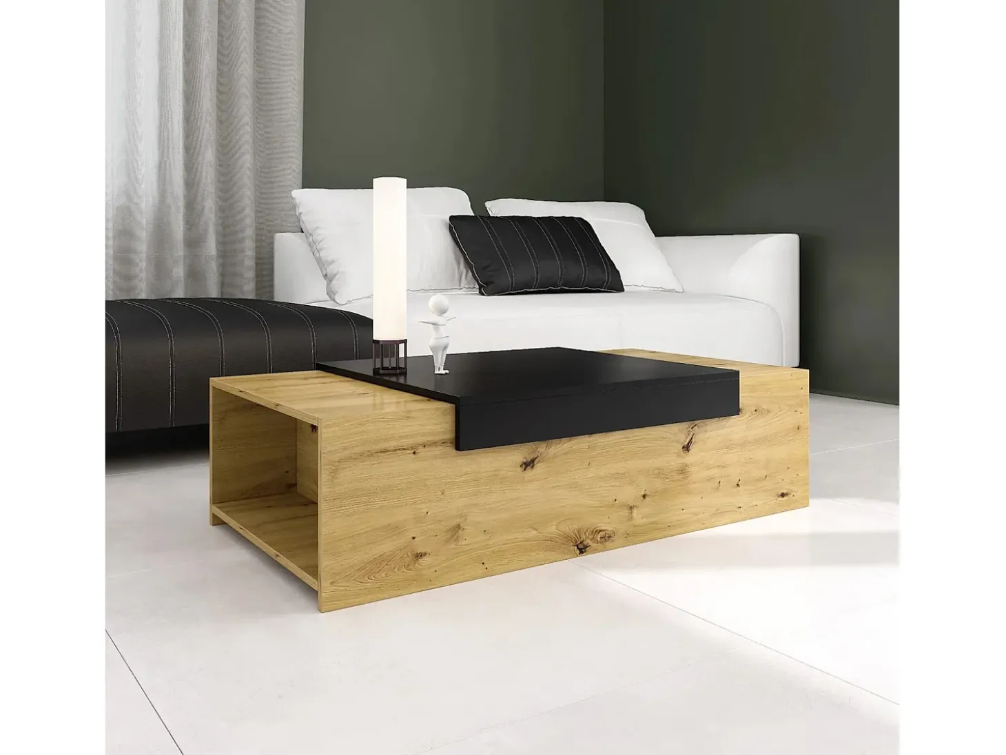 Mesa de centro - aglomerado - carvalho e preto - TRAGI