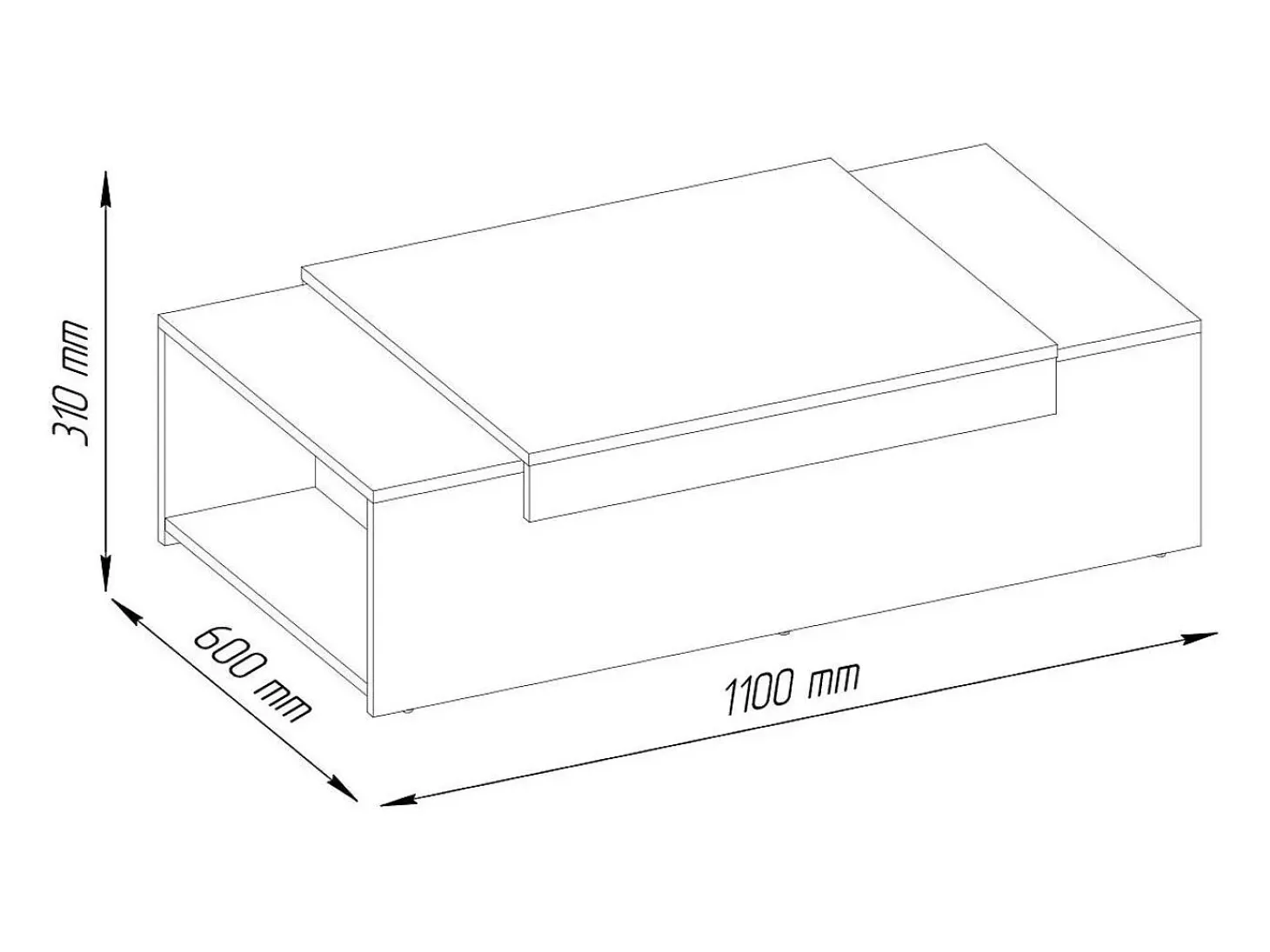 Mesa de centro - aglomerado - carvalho e preto - TRAGI