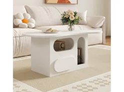 Mesa de centro 97×45×43,5 cm - com compartimento de armazenamento aberto - com 1 gaveta - branco