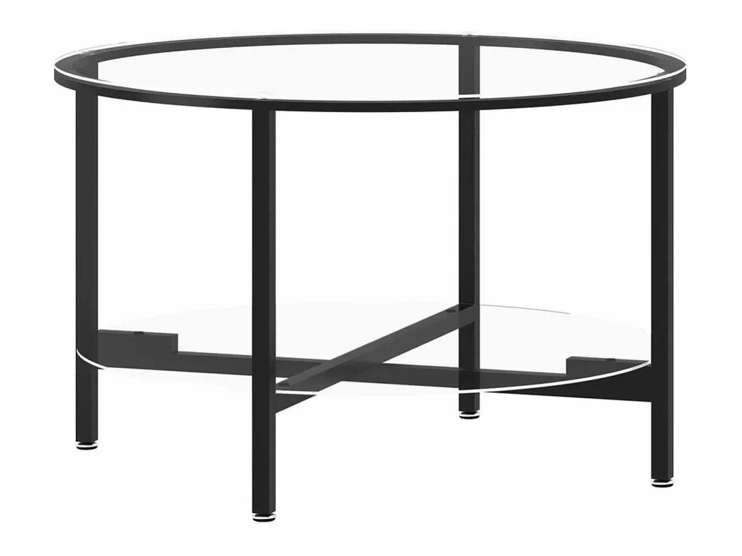 Mesa de centro 70 cm vidro temperado preto e transparente