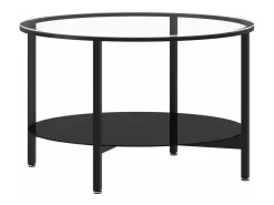 Mesa de centro 70 cm vidro temperado preto e transparente