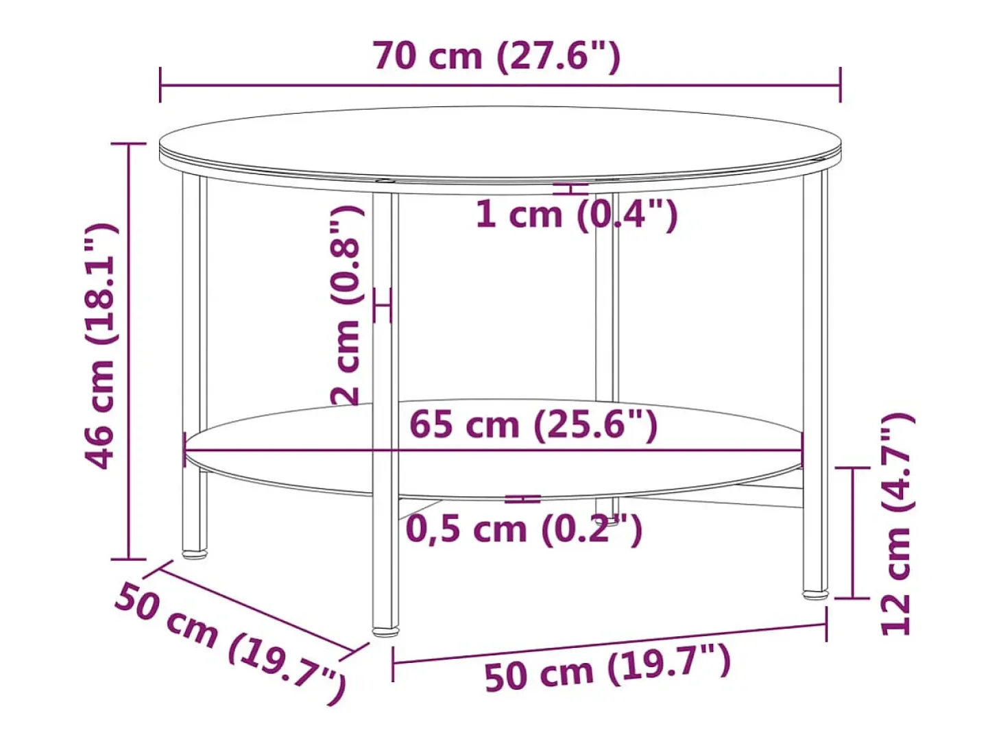 Mesa de centro 70 cm vidro temperado preto e branco mármore