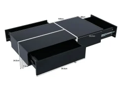 Mesa de centro - com sistema de iluminação LED controlado por aplicação - Preto