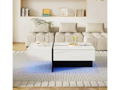 Mesa de centro - com sistema de iluminação LED controlado por aplicação - Branca