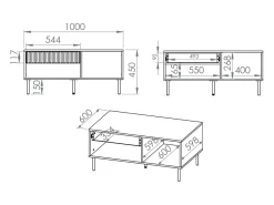 Mesa de centro 1 gaveta Nova bege 45cm