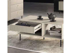 Mesa de centro 1 gaveta Nova bege 45cm
