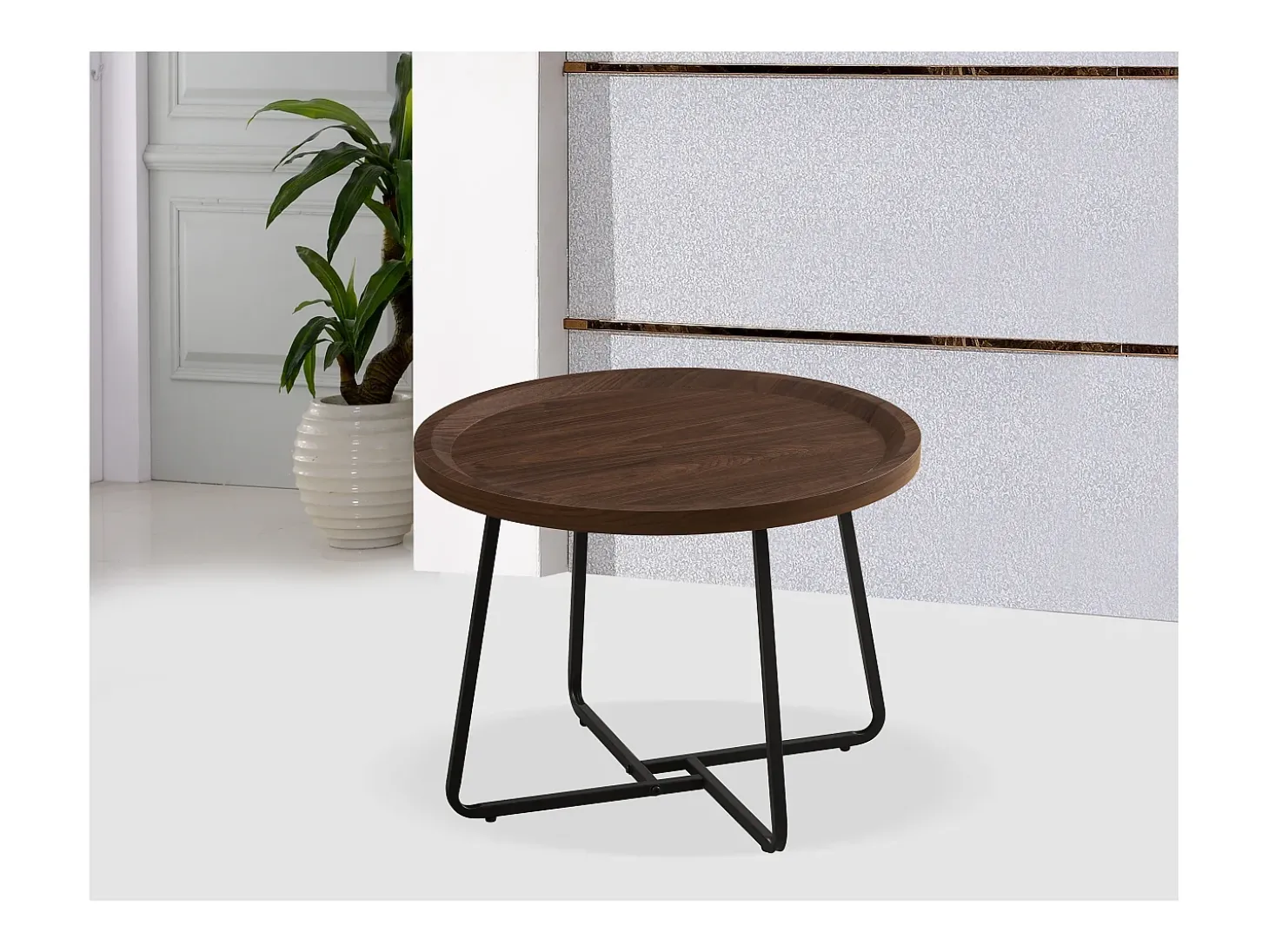 Mesa de centro - MDF e metal - castanho escuro - LIMO