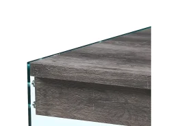 Mesa de centro - MDF e vidro - cinza - KELTON