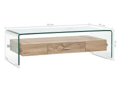 Mesa de centro | Mesa de apoio 98x45x31 cm vidro temperado transparente
