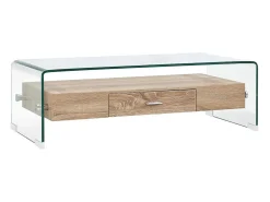 Mesa de centro | Mesa de apoio 98x45x31 cm vidro temperado transparente