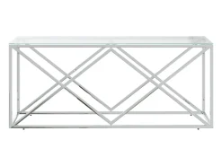 Mesa de centro | Mesa de apoio | Mesa de café 110x45x45 cm aço inoxidável e vidro