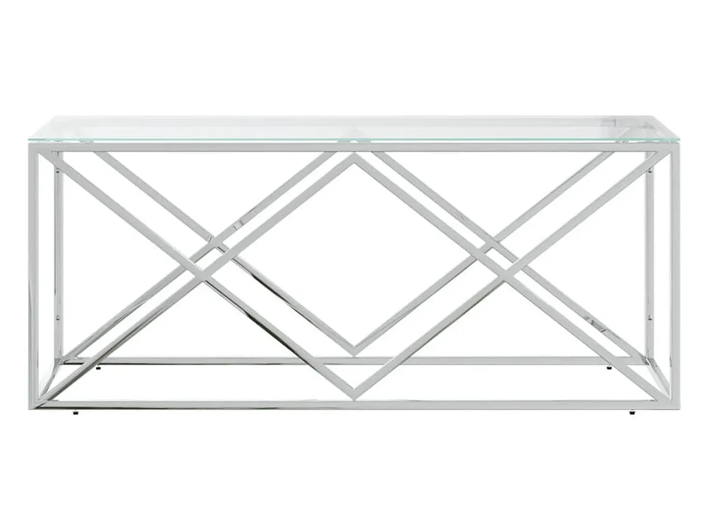 Mesa de centro | Mesa de apoio | Mesa de café 110x45x45 cm aço inoxidável e vidro