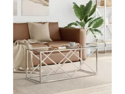 Mesa de centro | Mesa de apoio | Mesa de café 110x45x45 cm aço inoxidável e vidro