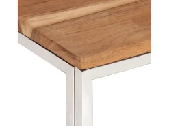 Mesa de centro | Mesa de apoio | Mesa de café aço inoxidável/madeira de acácia maciça prateado