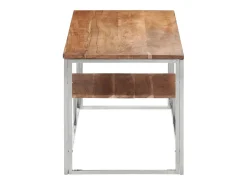 Mesa de centro | Mesa de apoio | Mesa de café aço inoxidável/madeira de acácia maciça prateado