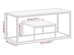 Mesa de centro | Mesa de apoio | Mesa de café aço inoxidável/madeira de acácia maciça prateado