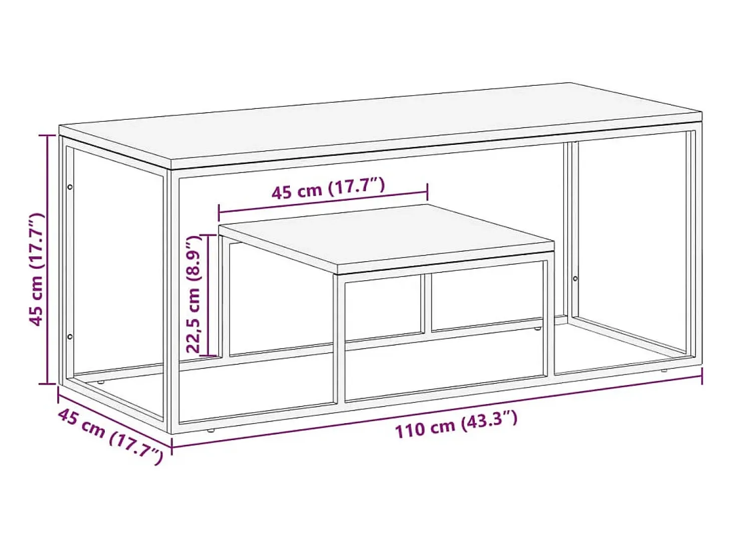 Mesa de centro | Mesa de apoio | Mesa de café aço inoxidável/madeira de acácia maciça prateado