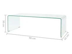 Mesa de centro | Mesa de apoio | Mesa de café em vidro temperado 98x45x30cm transparente