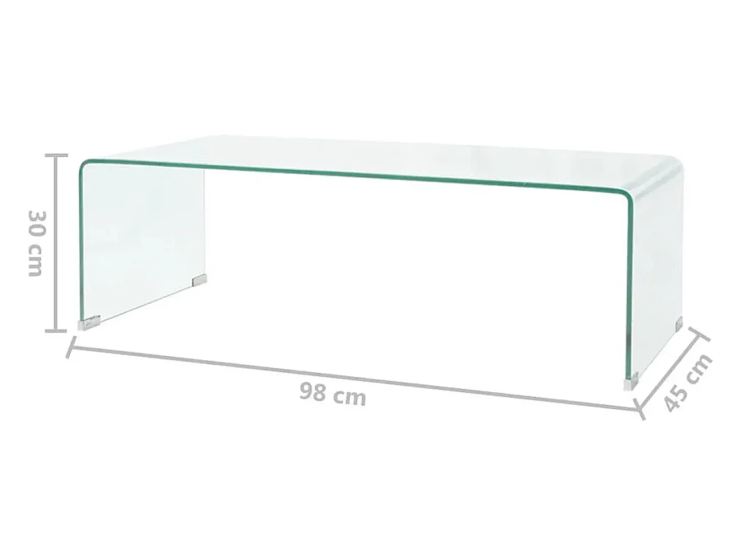Mesa de centro | Mesa de apoio | Mesa de café em vidro temperado 98x45x30cm transparente