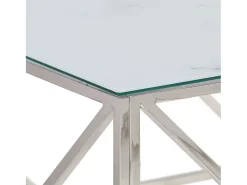 Mesa de centro | Mesa de apoio | Mesa de café aço inoxidável e vidro temperado prateado