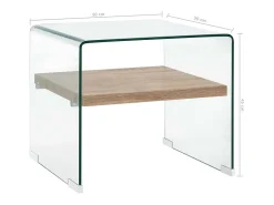 Mesa de centro | Mesa de apoio 50x50x45 cm vidro temperado transparente